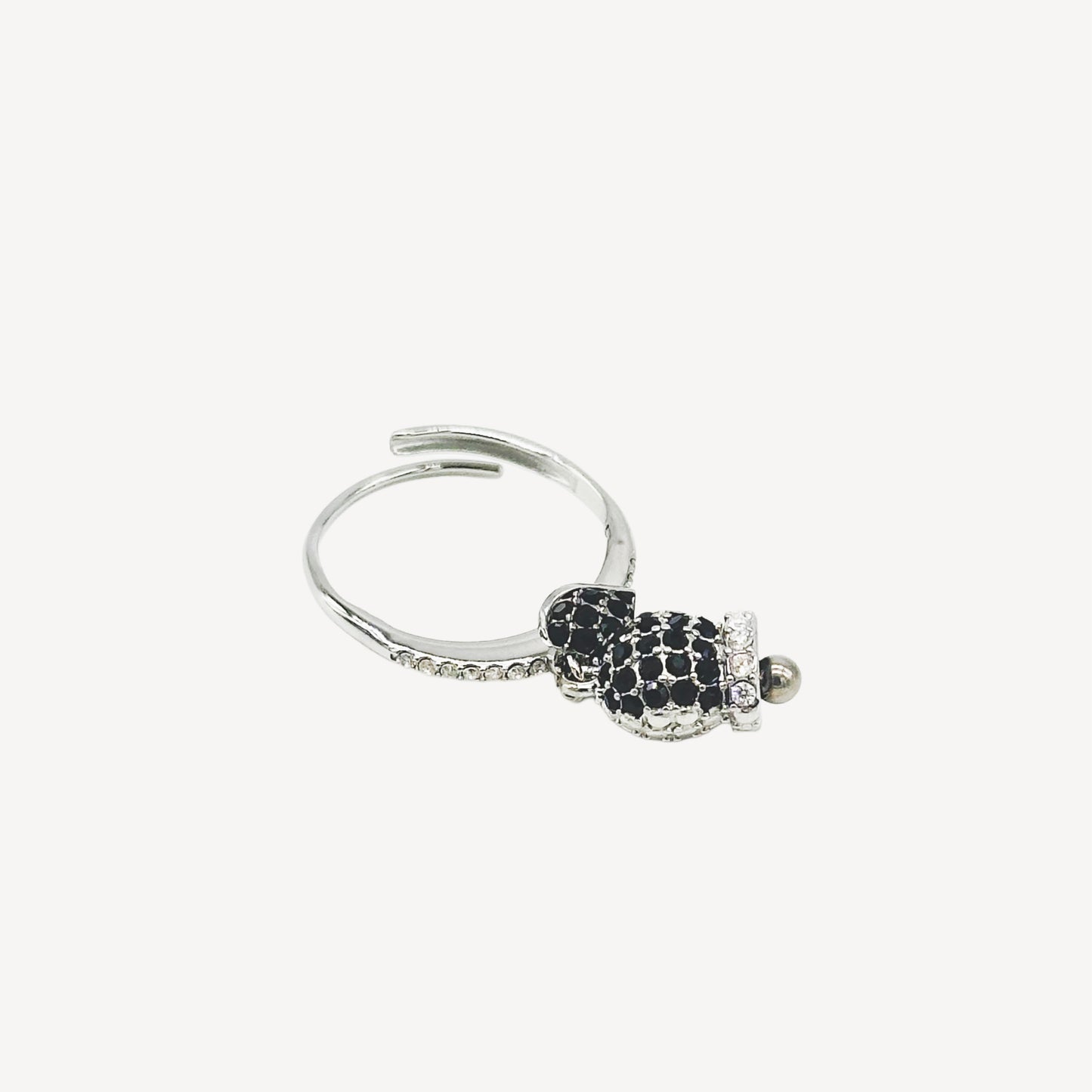 Anello CAMPANELLA25 con Pendente Campana - NERO/ARGENTO