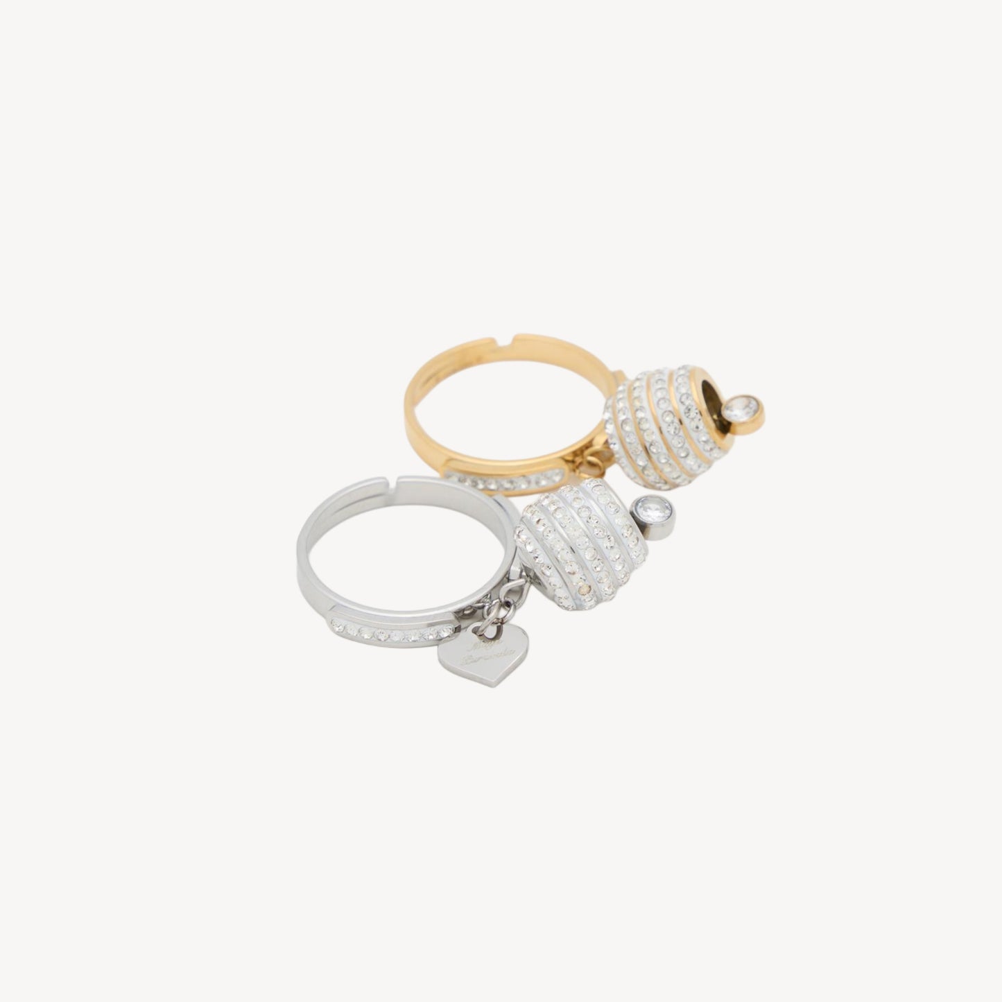 Adjustable BELL Ring with Bell and Rhinestones