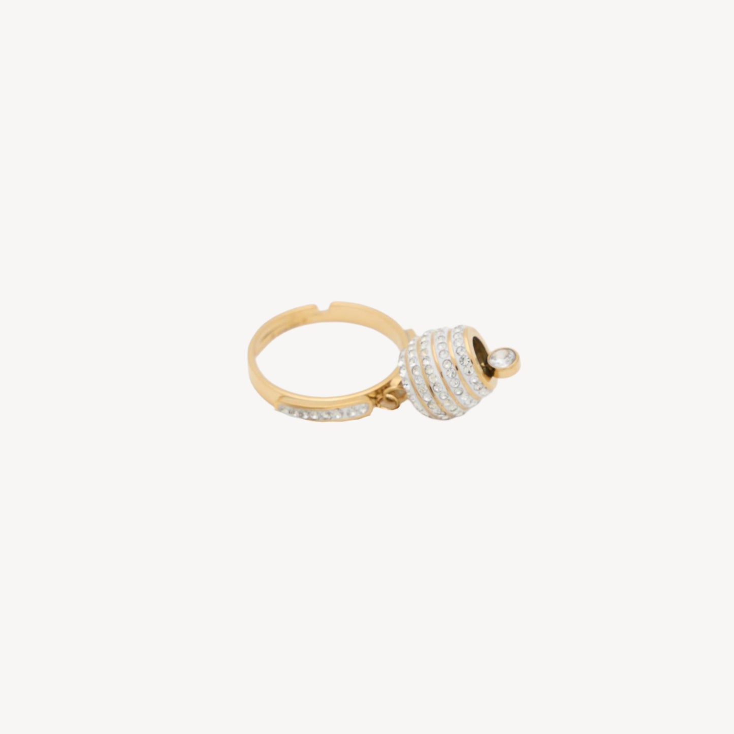 Adjustable BELL Ring with Bell and Rhinestones