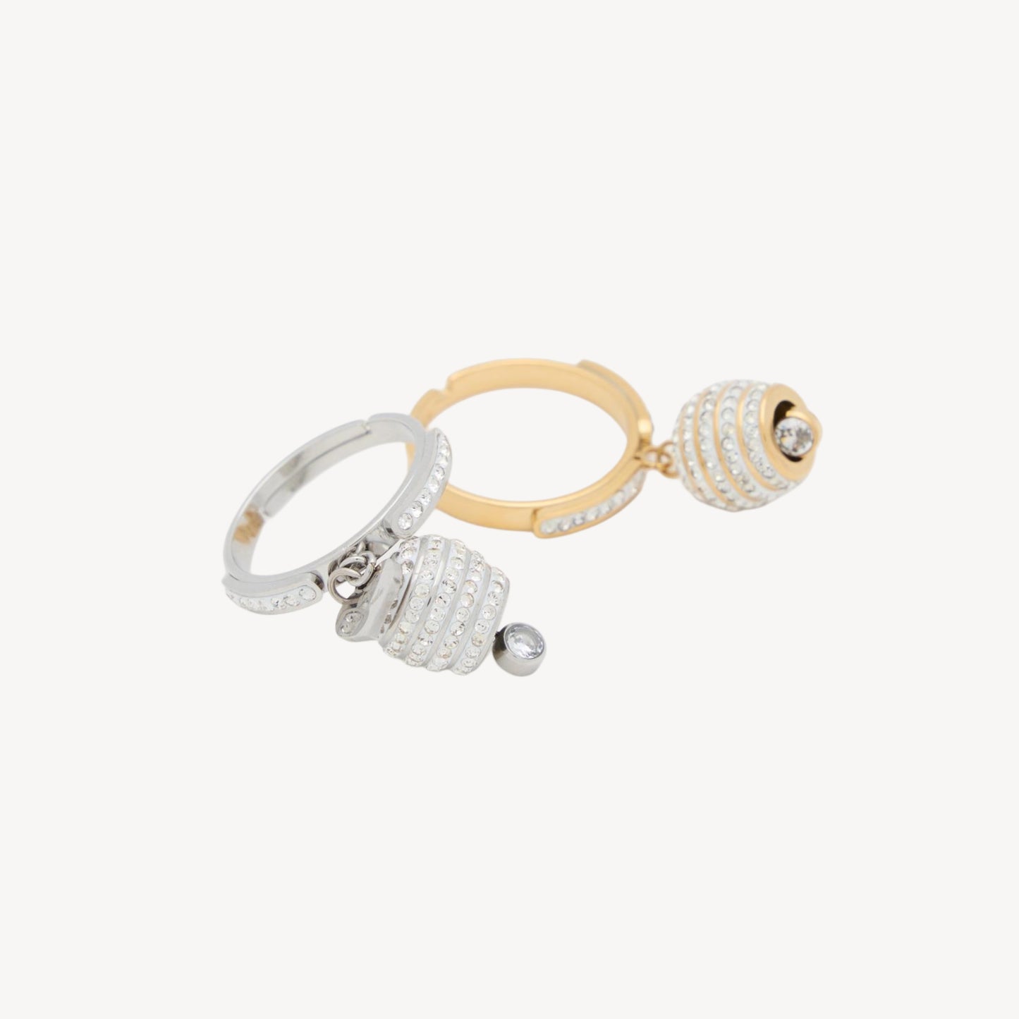 Adjustable BELL Ring with Bell and Rhinestones