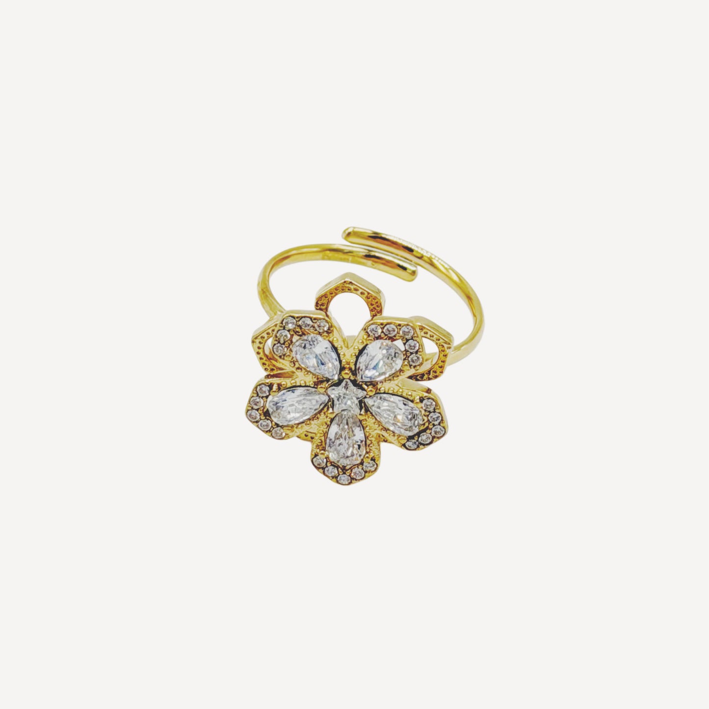 Adjustable BELL Ring with Bell and Rhinestones