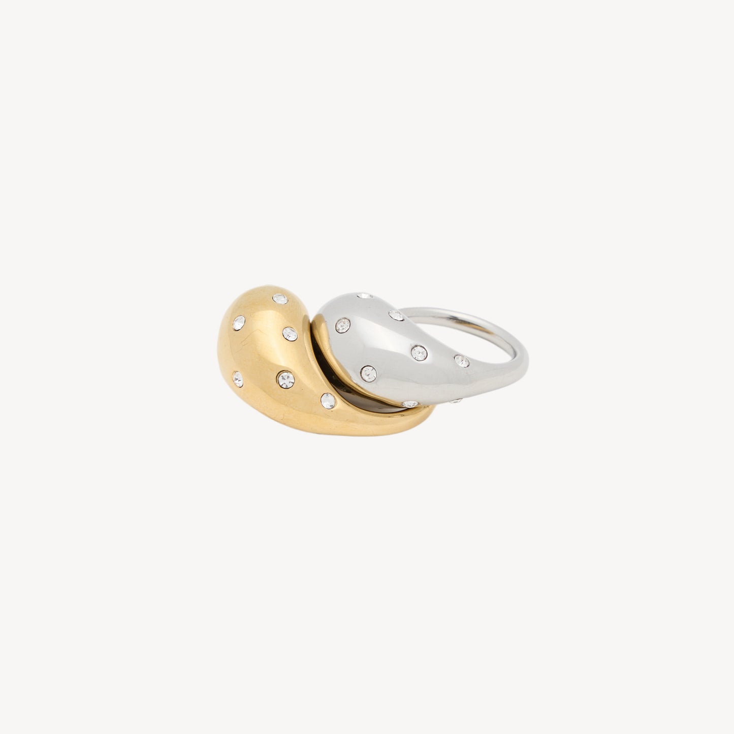DROP-STRASS Ring with Drop and Rhinestones