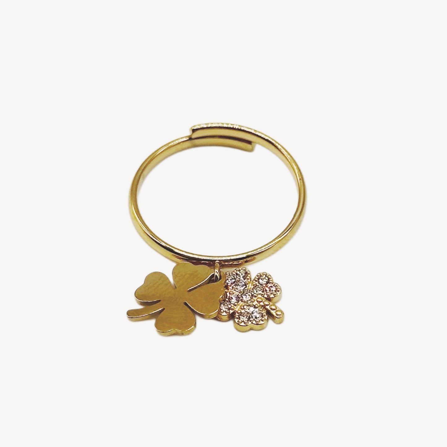 Anello QUADRIFOGLIO Regolabile con Quadrifoglio in Strass