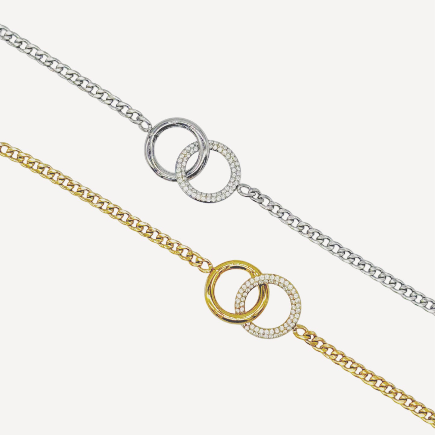 BELL Bracelet with Bell Pendant and Rhinestone Heart