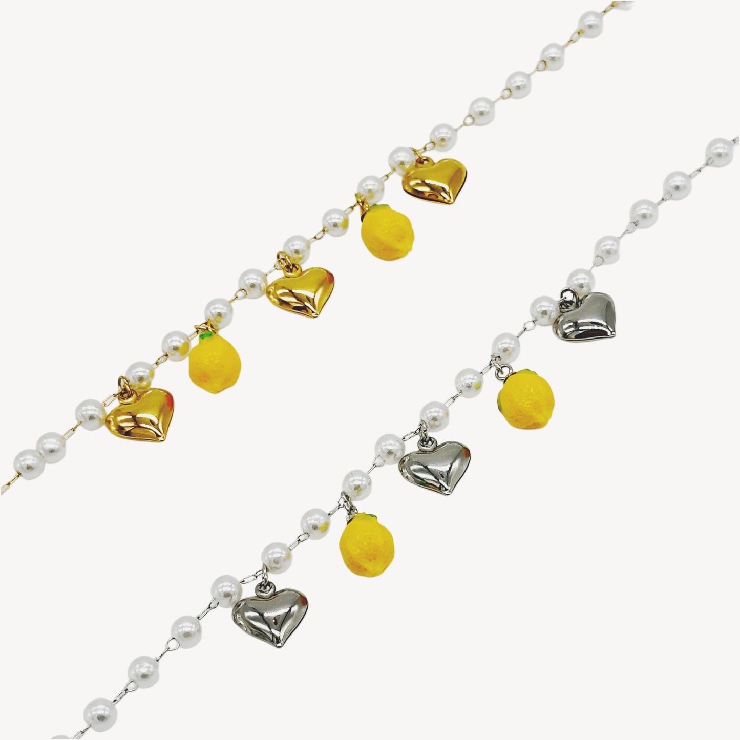 Bracciale LIMONI con Pendenti, Cuoricini, e Perle