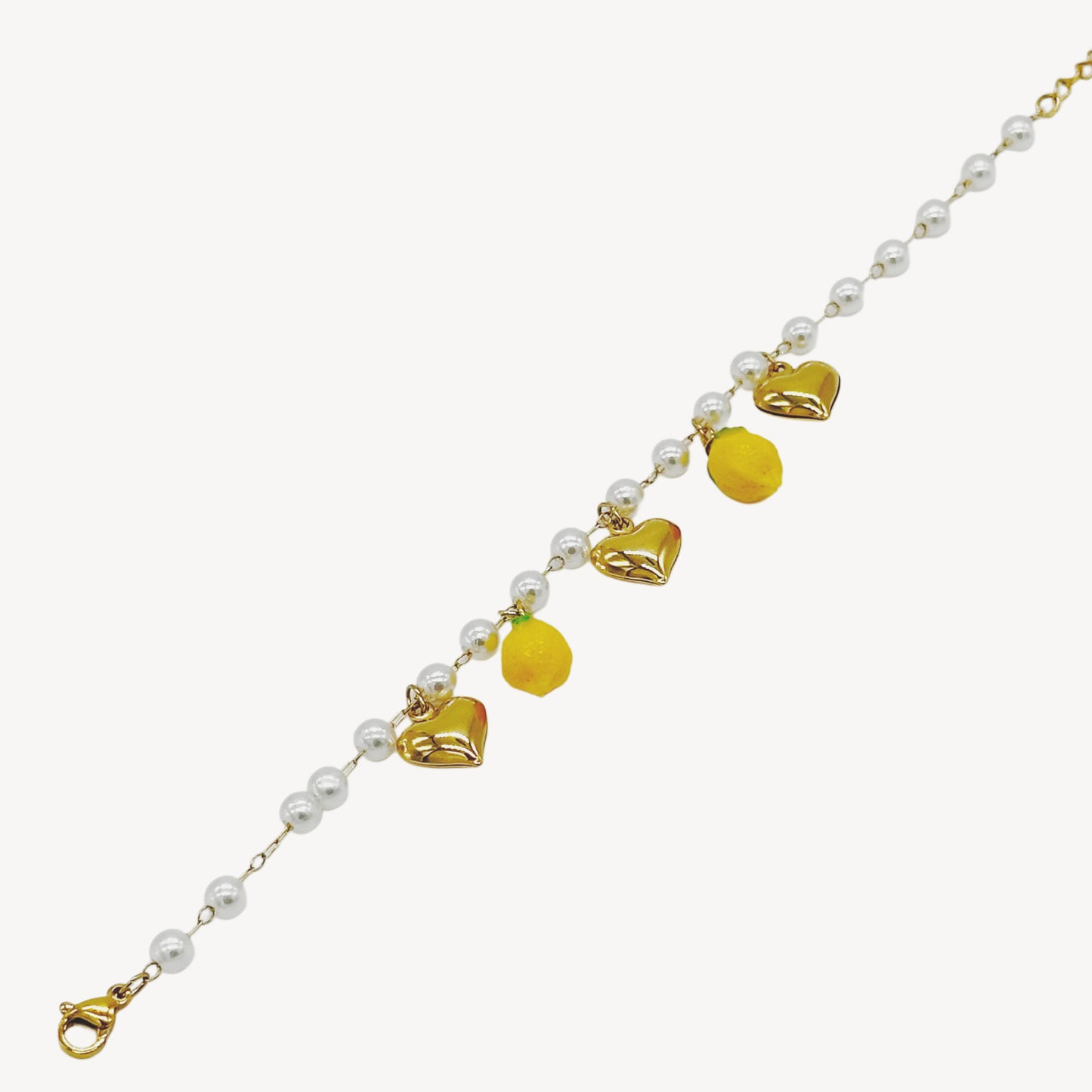 Bracciale LIMONI con Pendenti, Cuoricini, e Perle