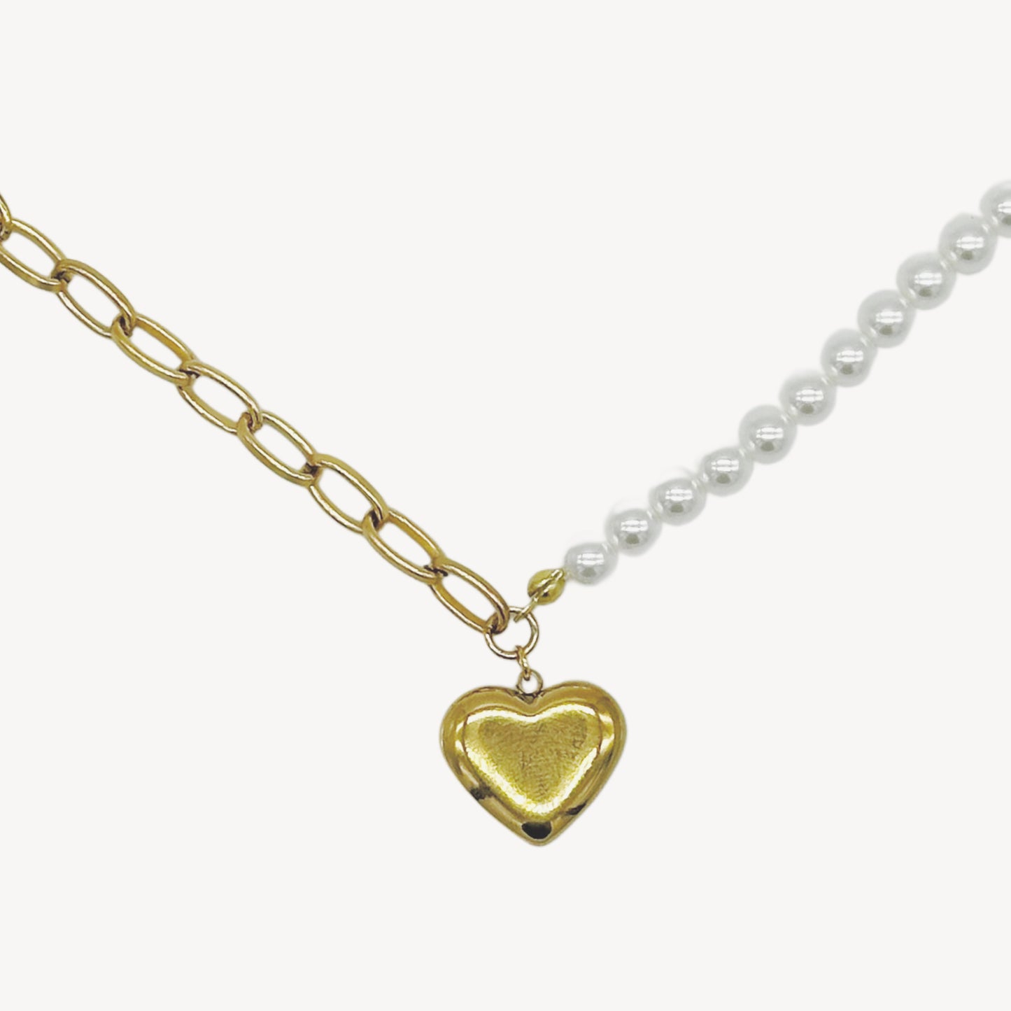 Bracciale LOVE-PERLE con Cuore, Catena e Perle