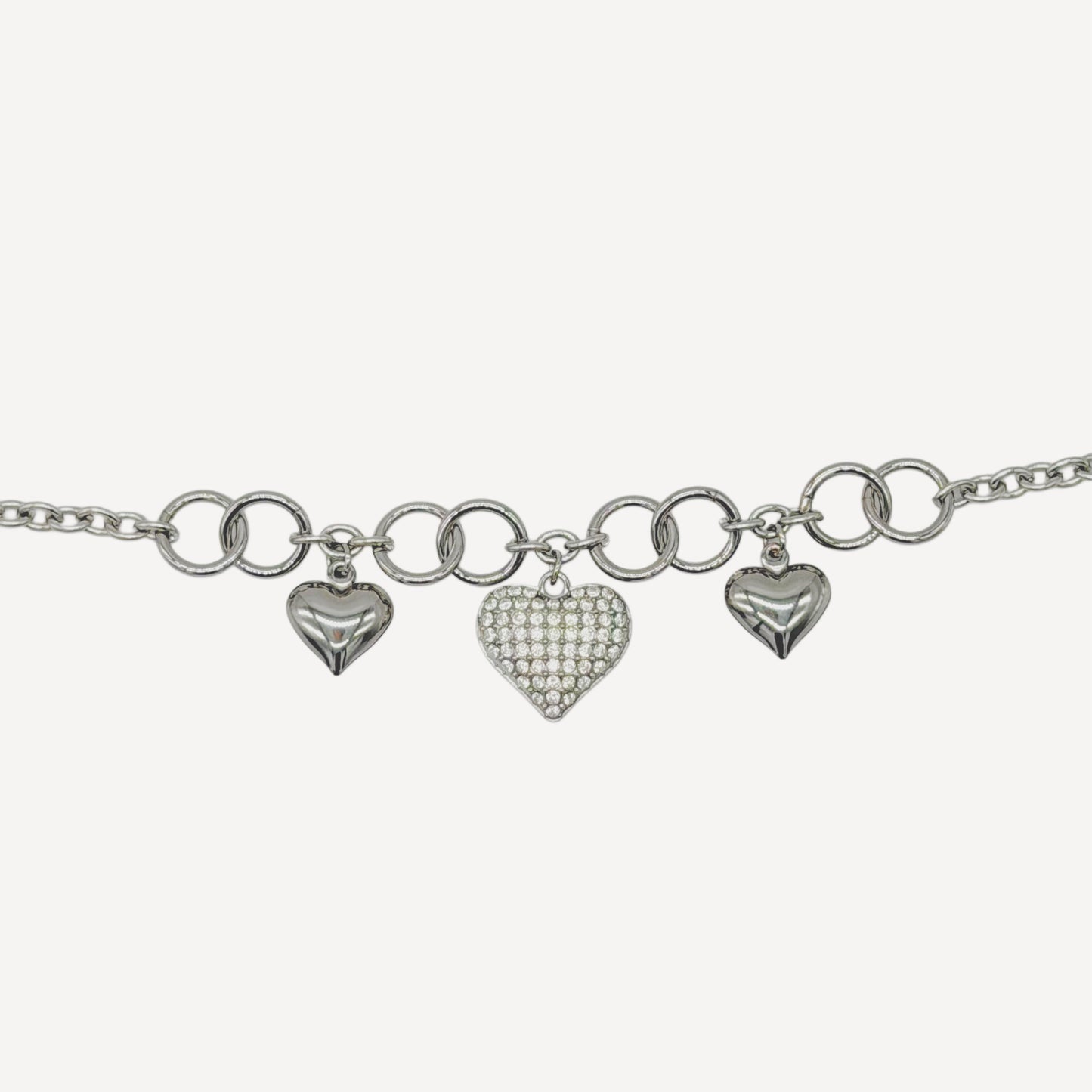 BELL Bracelet with Bell Pendant and Rhinestone Heart