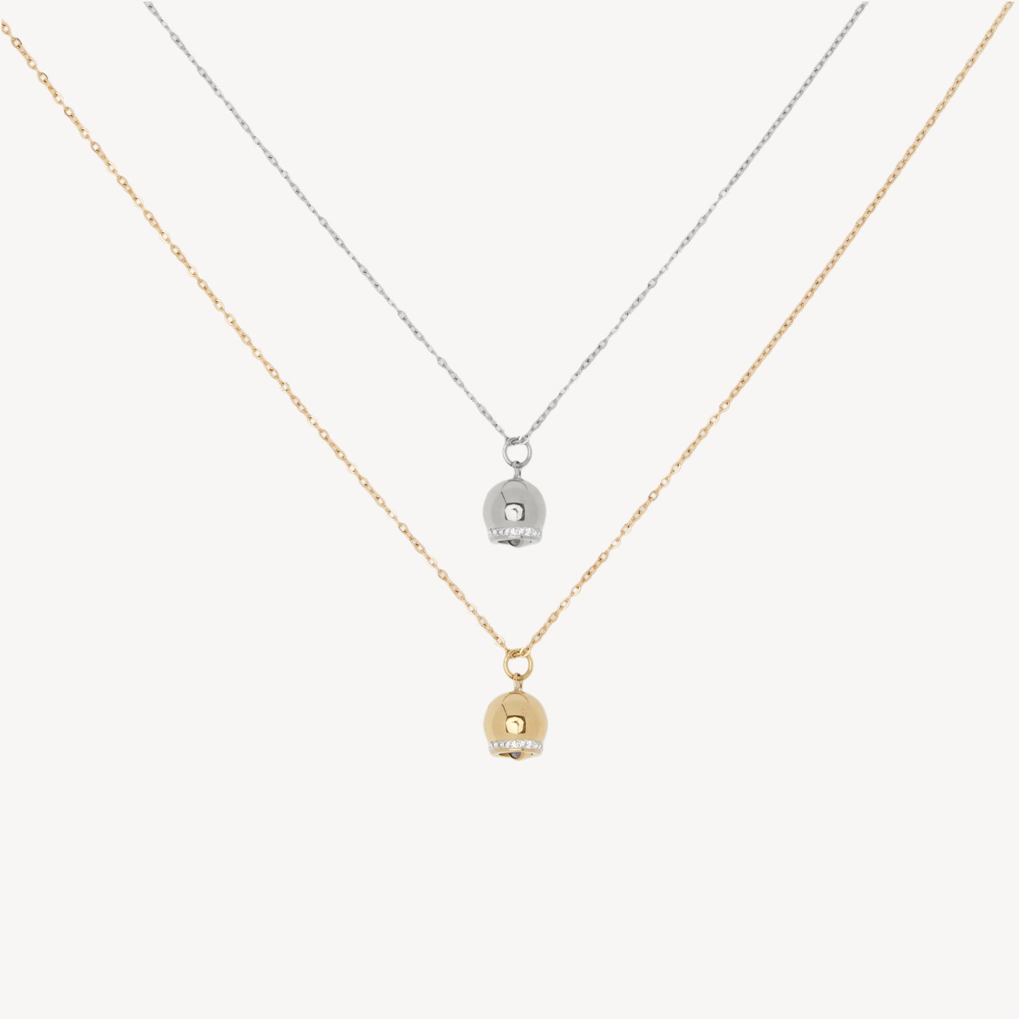 CAMPANELLA Necklace with Bell Pendant and Rhinestones