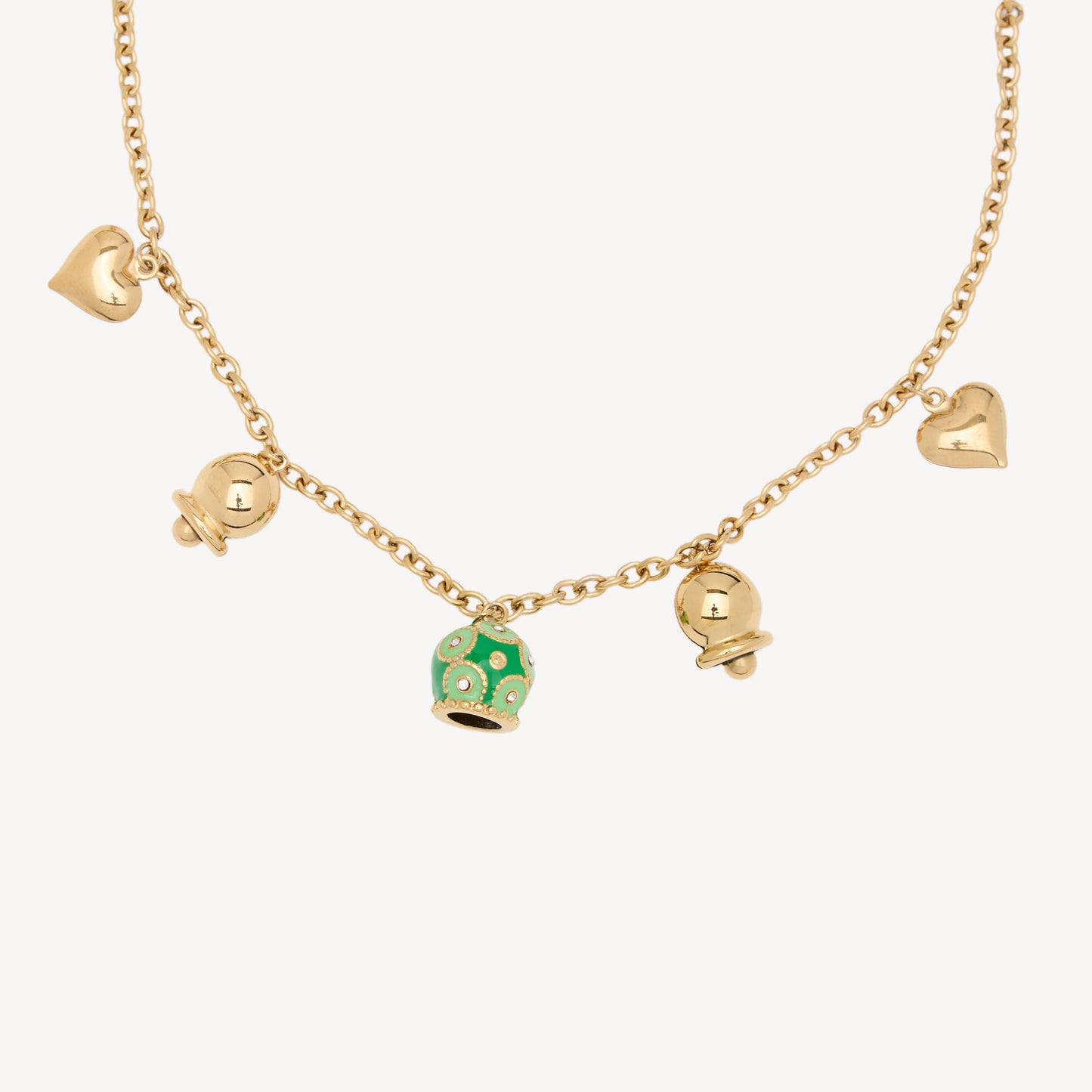 CAMPANELLA Necklace with Triple Bell Pendant - Green