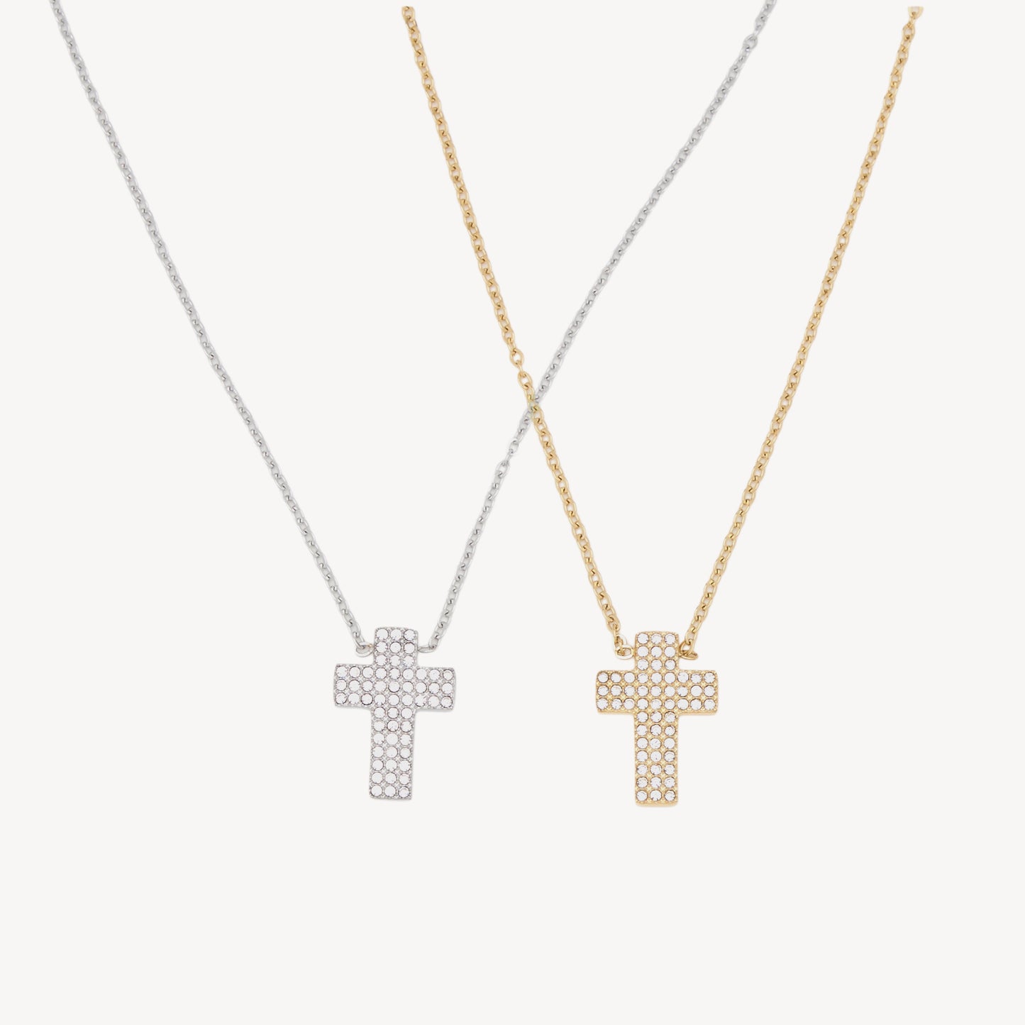 CROSS-LARGE Necklace with Cross and Rhinestones