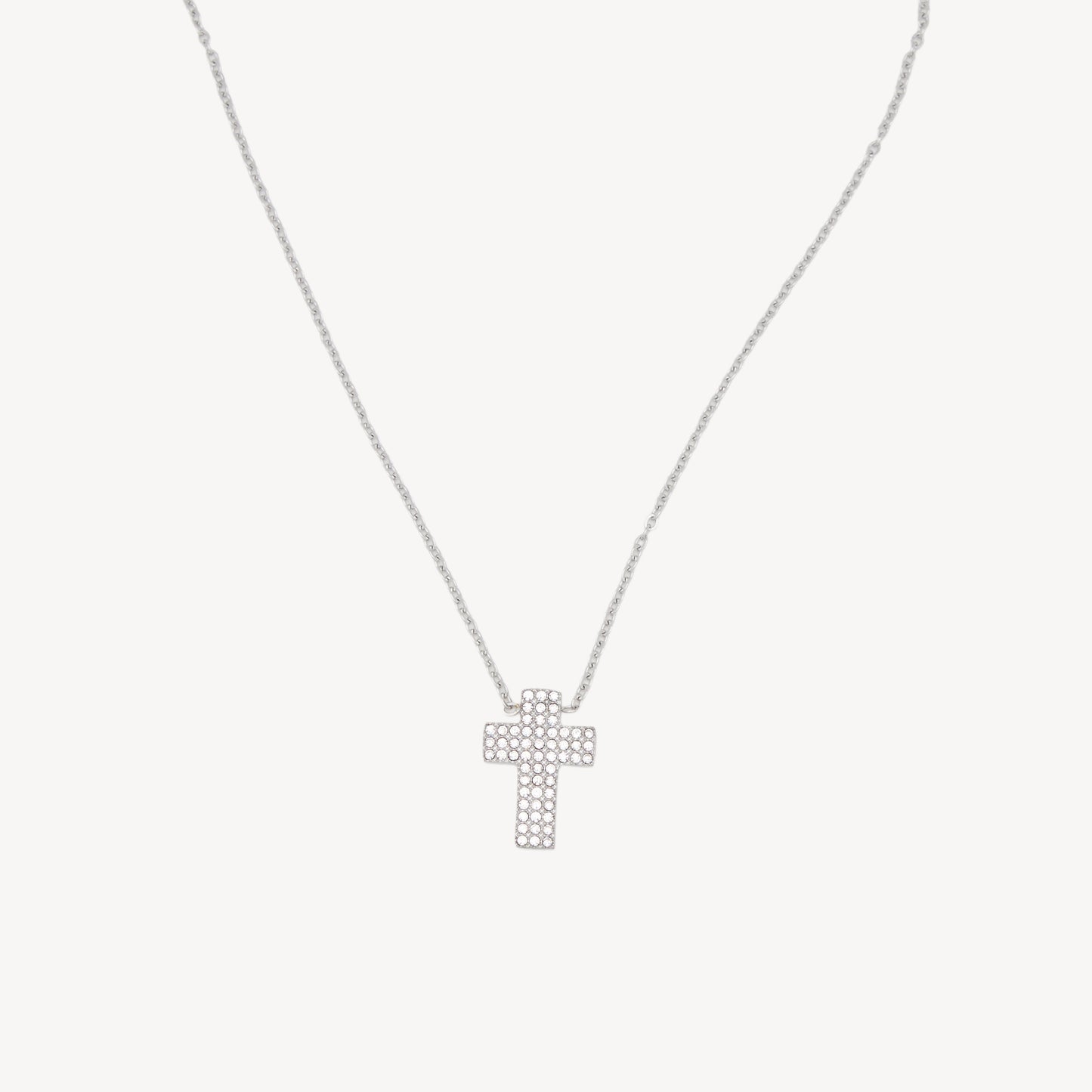 CROSS-LARGE Necklace with Cross and Rhinestones