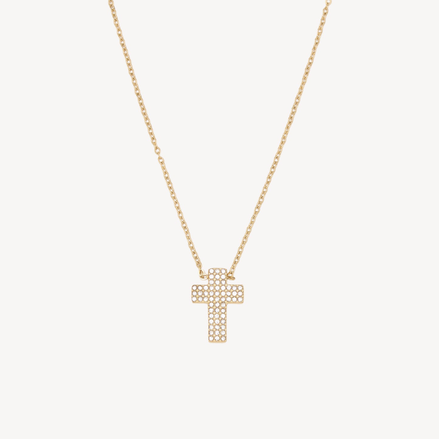 CROSS-LARGE Necklace with Cross and Rhinestones