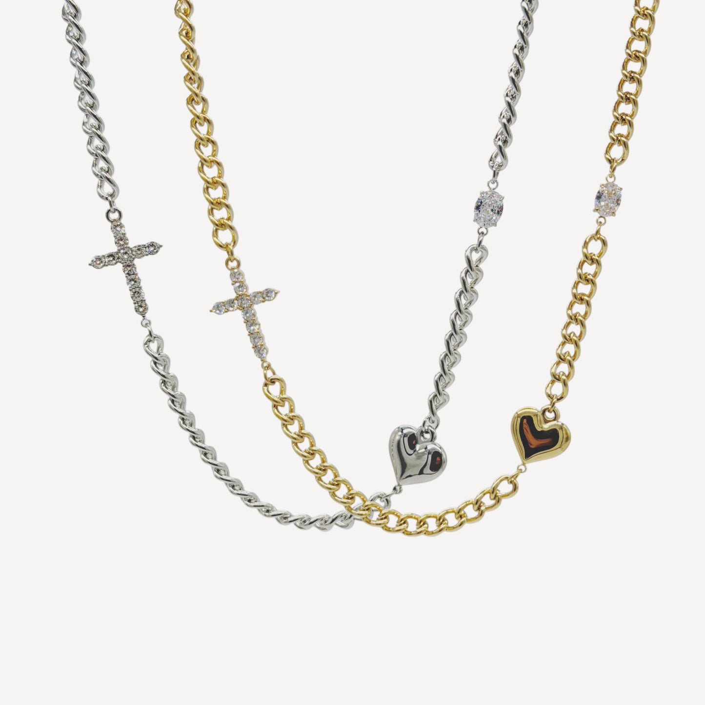 HEART Necklace with Rattle, Teddy and Zircon