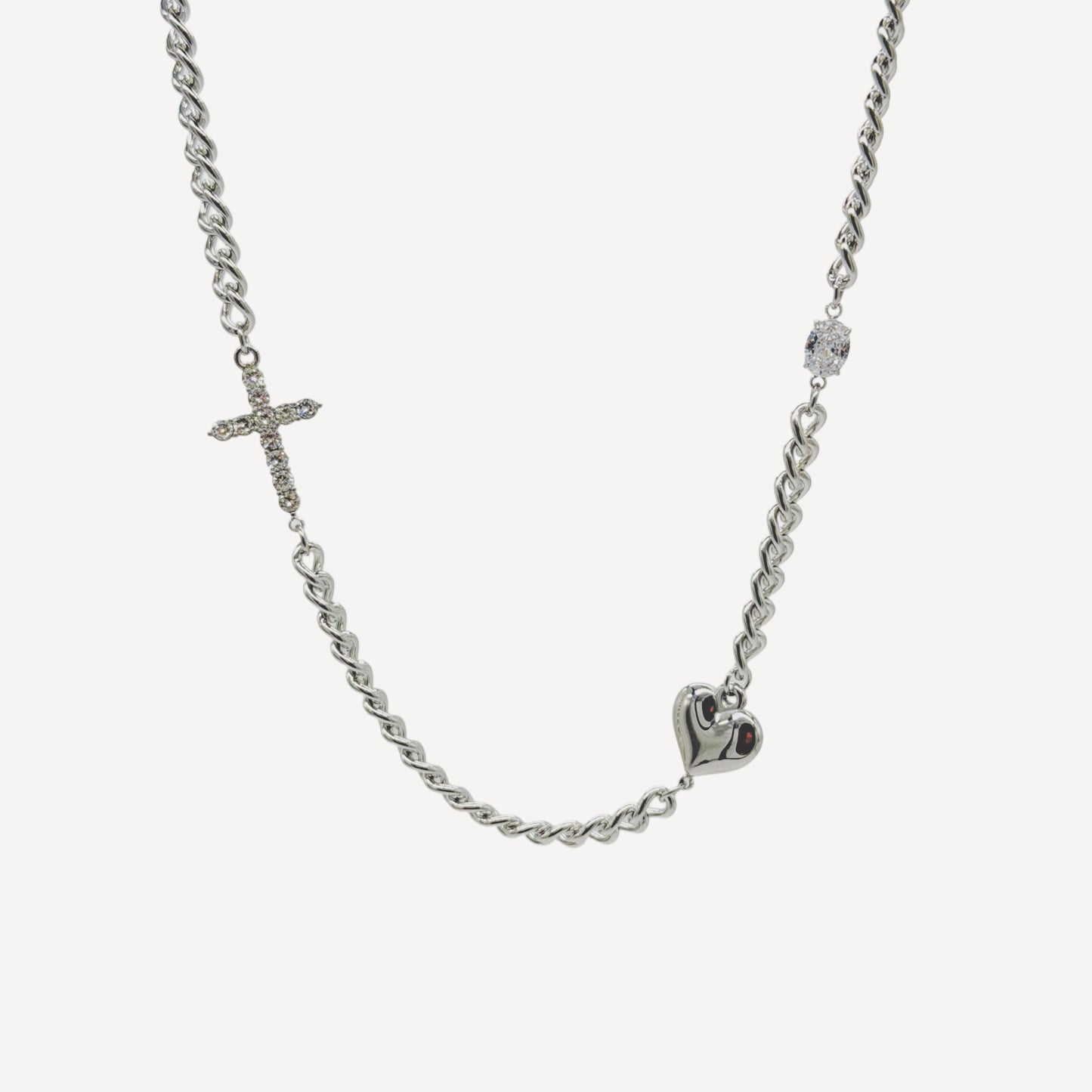 HEART Necklace with Rattle, Teddy and Zircon