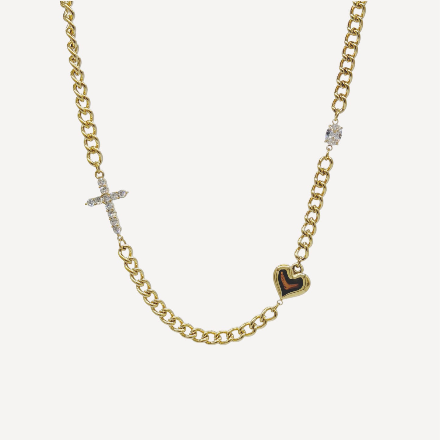 HEART Necklace with Rattle, Teddy and Zircon