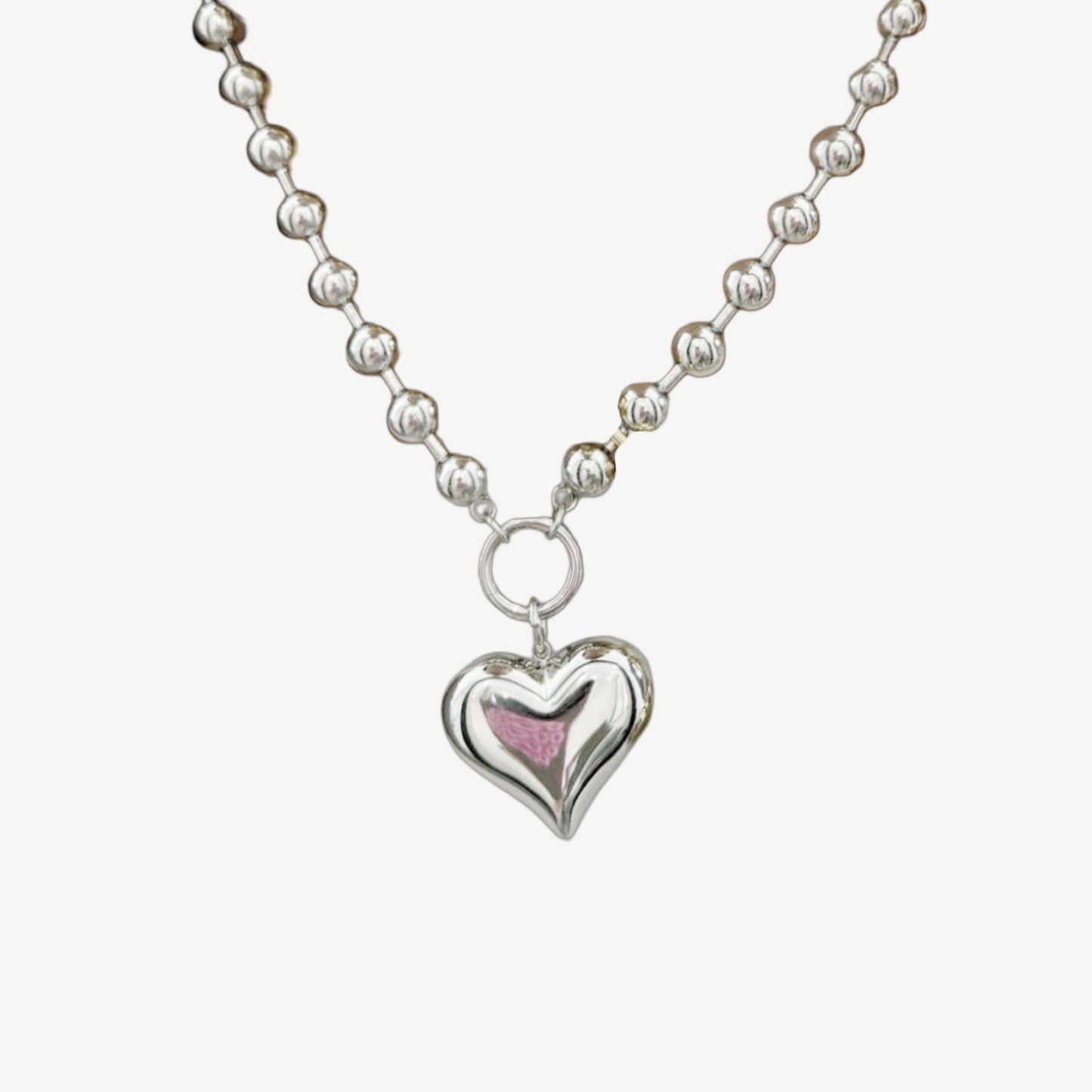 HEART Necklace with Rattle, Teddy and Zircon