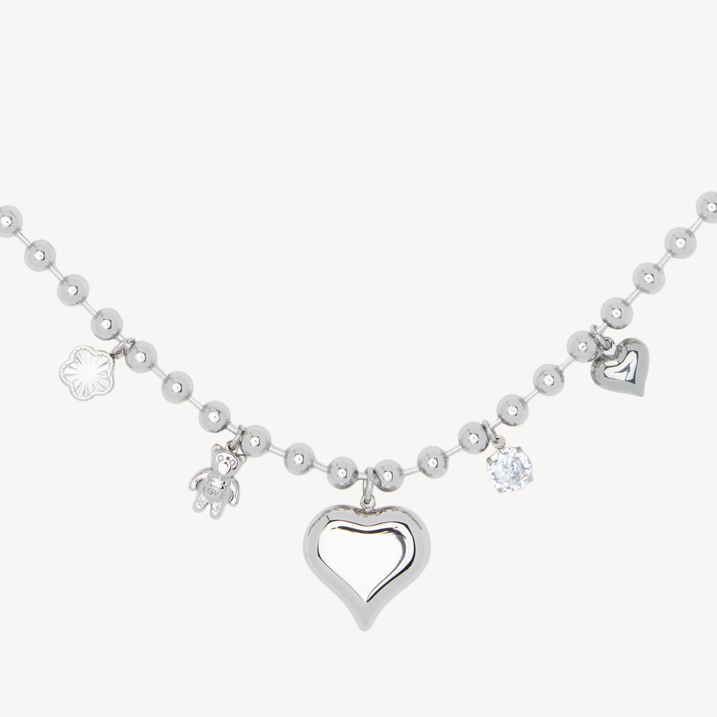 HEART Necklace with Rattle, Teddy and Zircon