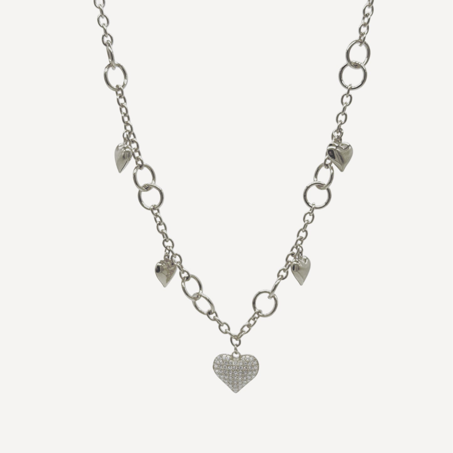 HEART Necklace with Rattle, Teddy and Zircon