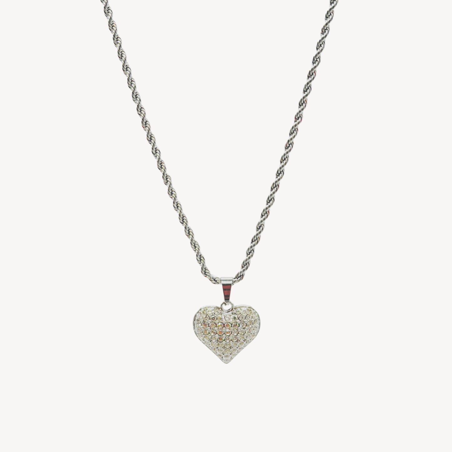 HEART Necklace with Rattle, Teddy and Zircon