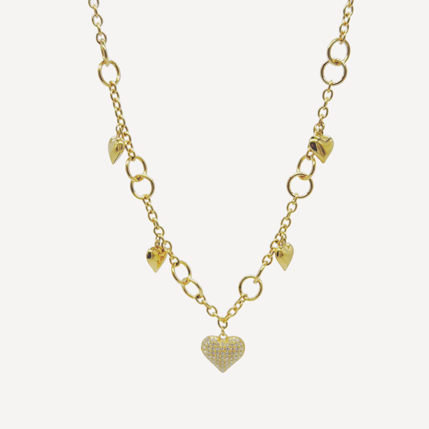 HEART Necklace with Rattle, Teddy and Zircon