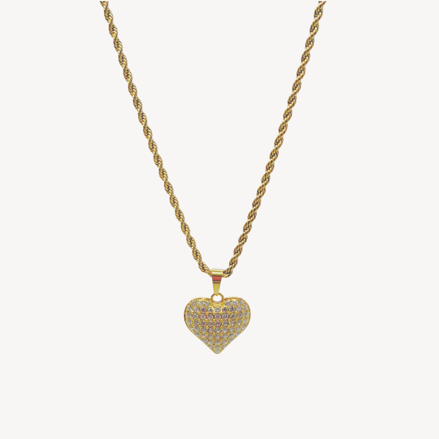 HEART Necklace with Rattle, Teddy and Zircon