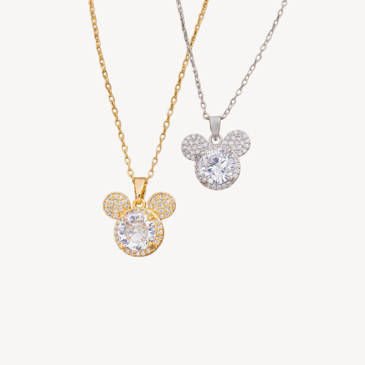 MINNIE Necklace with Mickey Mouse Pendant and Rhinestones