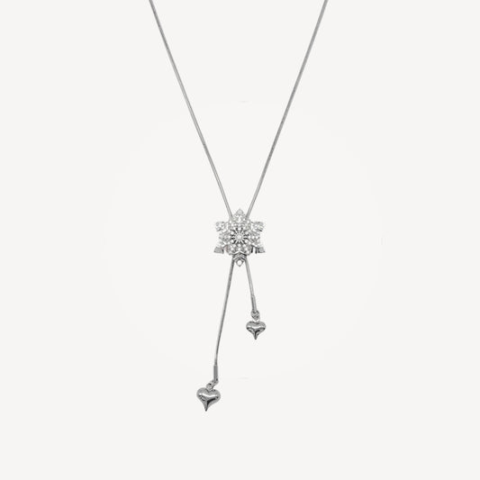 LIGHT-POINT Necklace with Central Zircon Pendant and Rhinestones