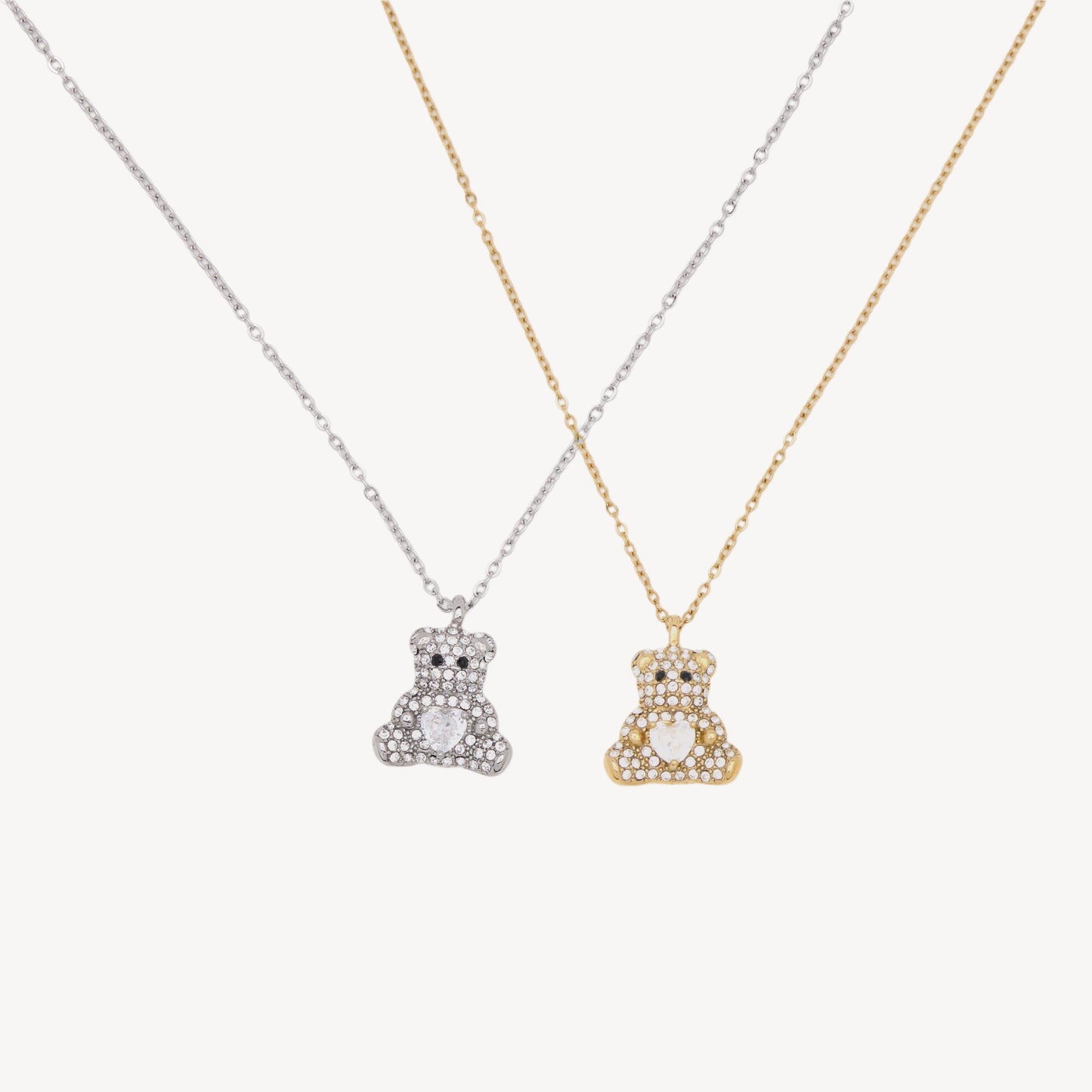 BEAR Necklace with Teddy Bear Pendant in Rhinestones