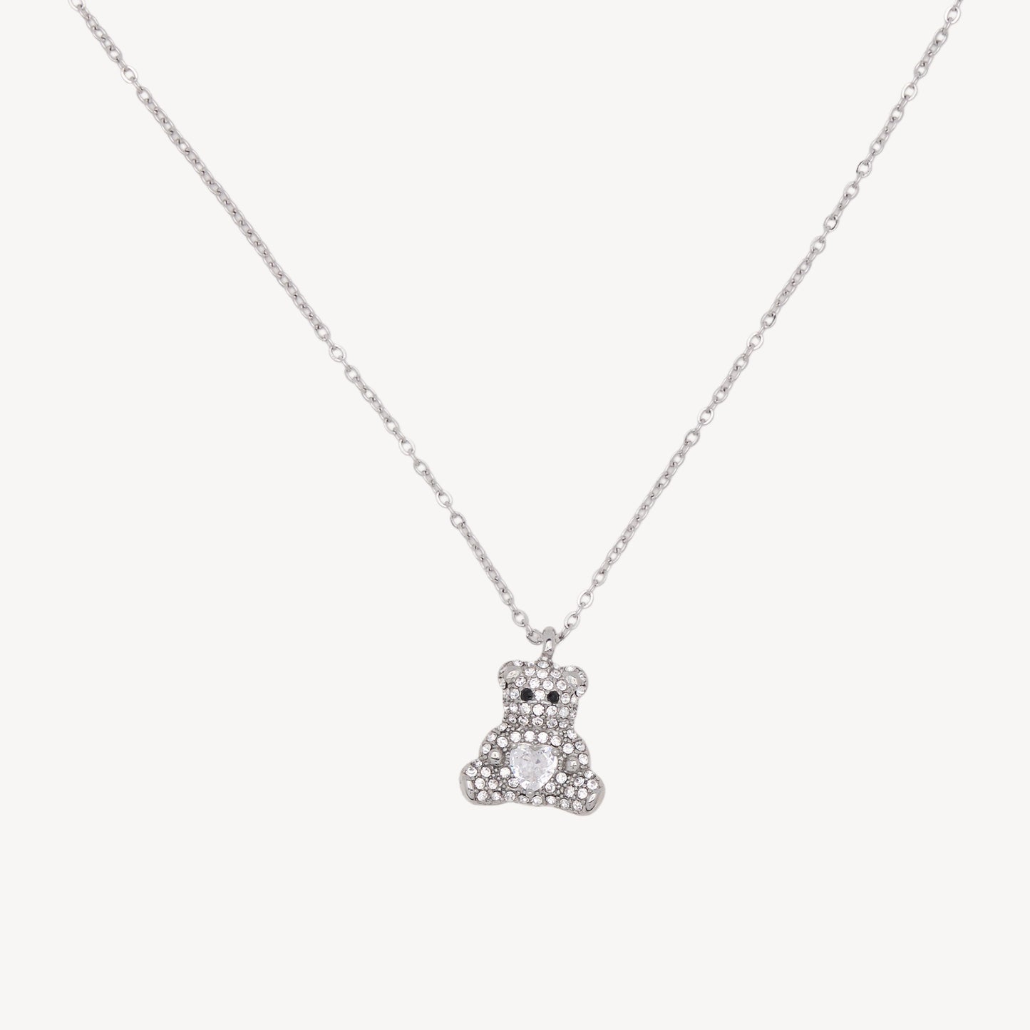 BEAR Necklace with Teddy Bear Pendant in Rhinestones