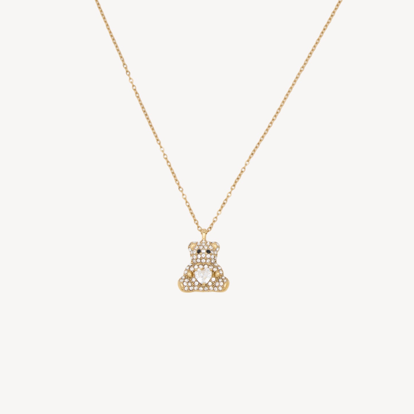 BEAR Necklace with Teddy Bear Pendant in Rhinestones