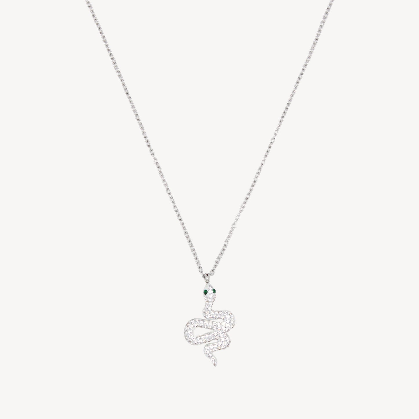 SNAKE Necklace with Snake Pendant and Rhinestones