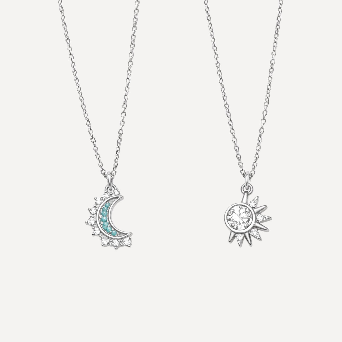 Collana SOLE-LUNA Regolabile con Sole e Luna (COPPIA) - ARGENTO
