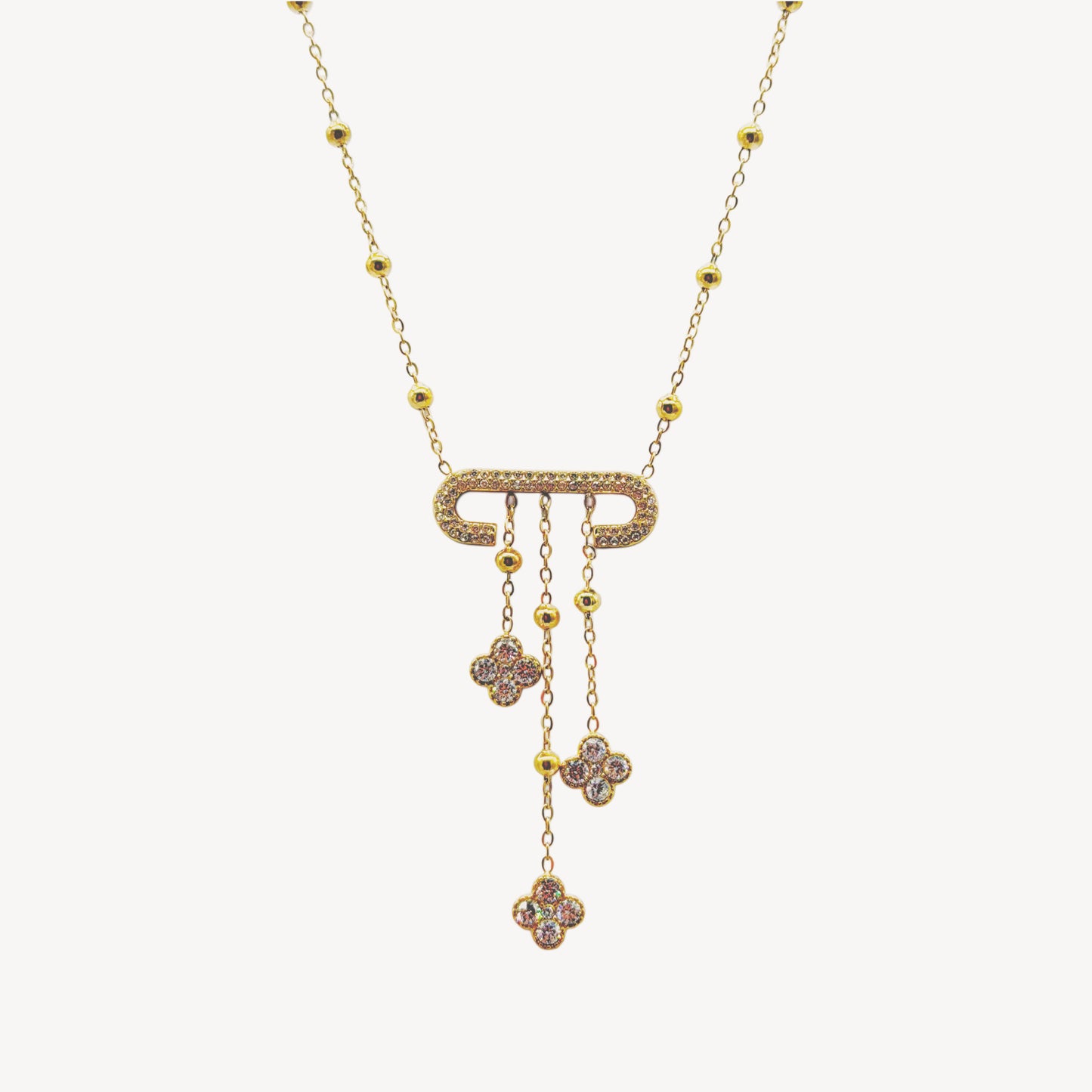 HEART Necklace with Rattle, Teddy and Zircon