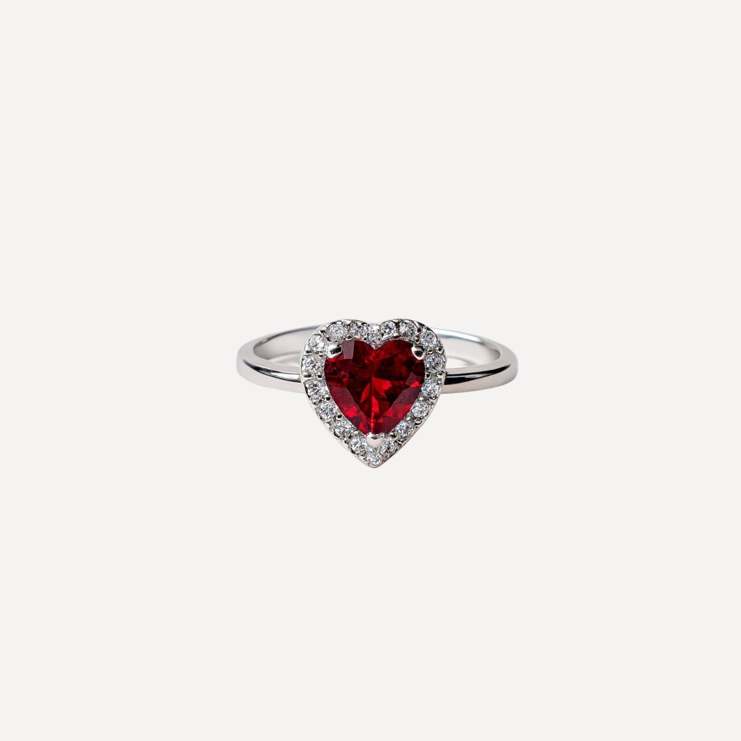 Anello ANGELI-CUORE con Strass Luccicanti Regolabile- ROSSO