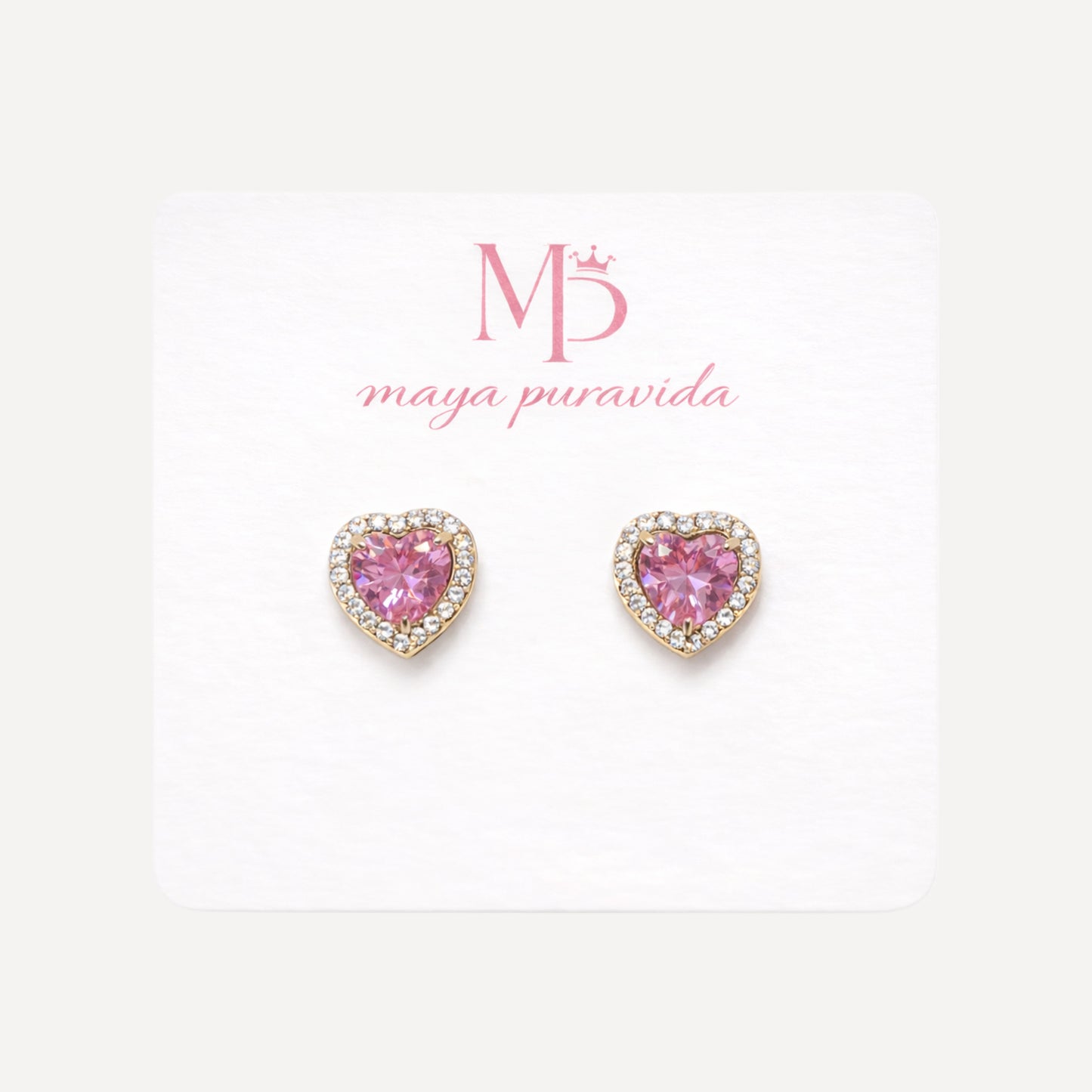 Orecchini ANGELI-CUORE con Strass Luccicanti - ORO/ROSA