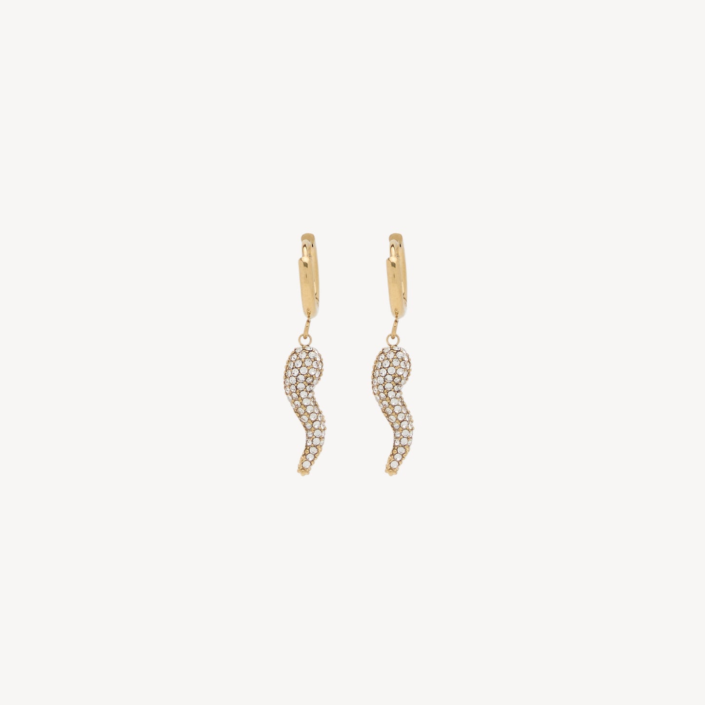 HORN Earrings with Horn and Rhinestones