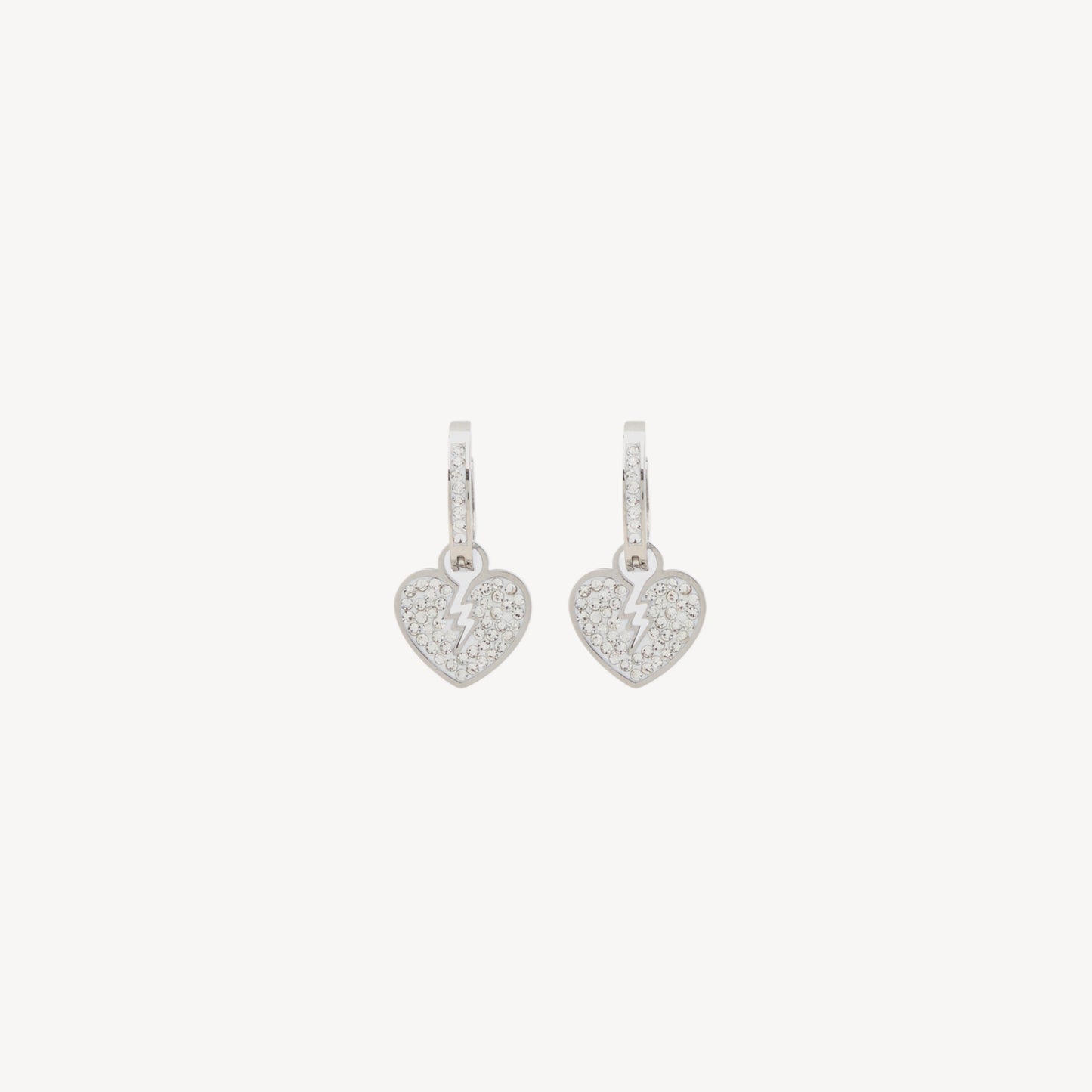BROKEN HEART Earrings with Rhinestone Pendant Heart