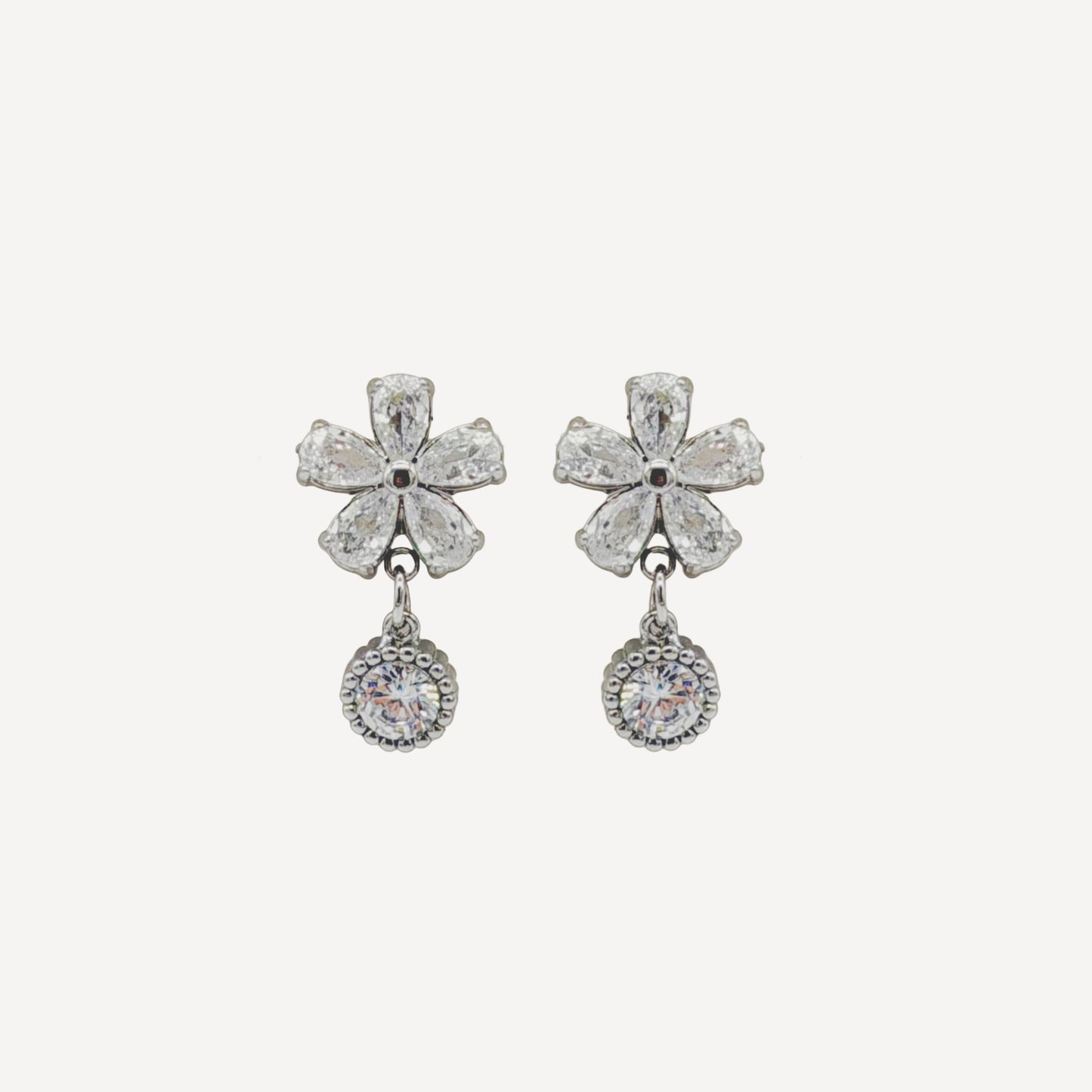 Orecchini FLOWER-ZIRCONI Regolabile con Fiore e Zirconi Splendenti