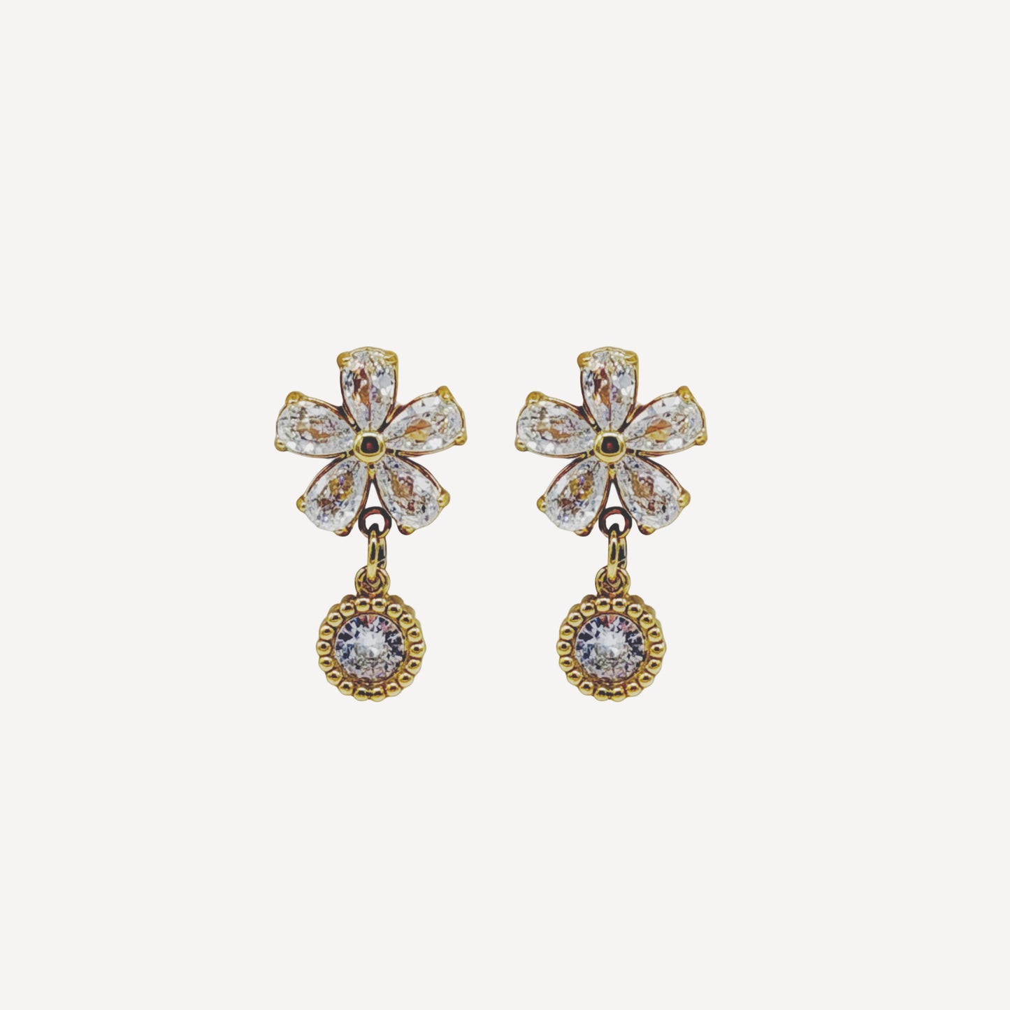 Orecchini FLOWER-ZIRCONI Regolabile con Fiore e Zirconi Splendenti