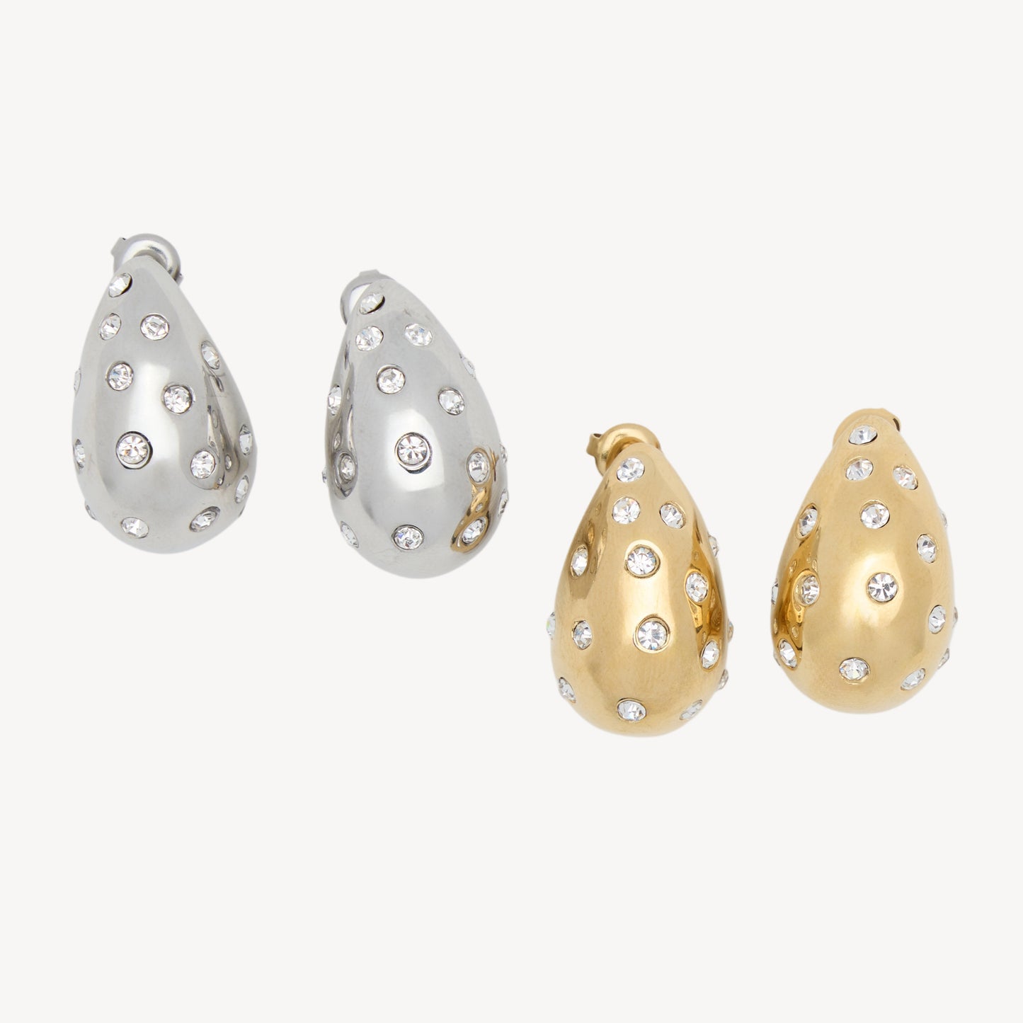 DROP-DIAMOND Earrings with Rhinestone Drops