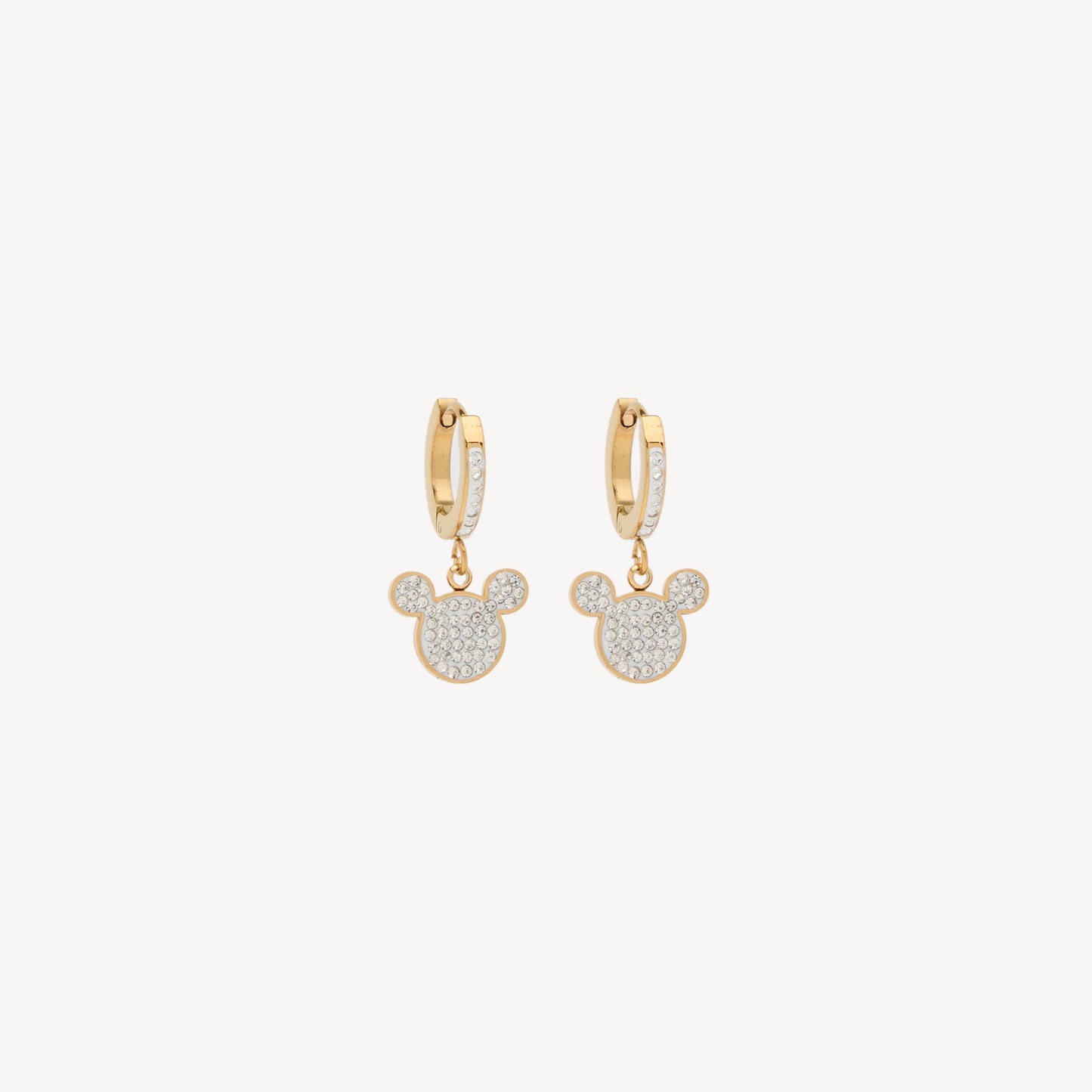 MINNIE Earrings with Mickey Mouse Pendant and Rhinestones