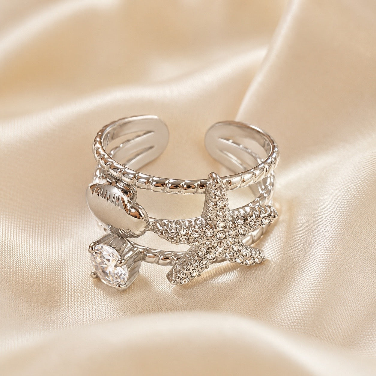 Anello STELLA con Zirconi - ARGENTO