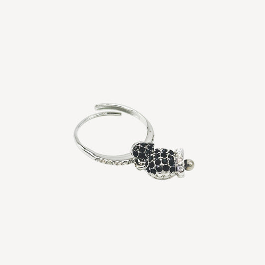 Anello CAMPANELLA25 con Pendente Campana - NERO/ARGENTO