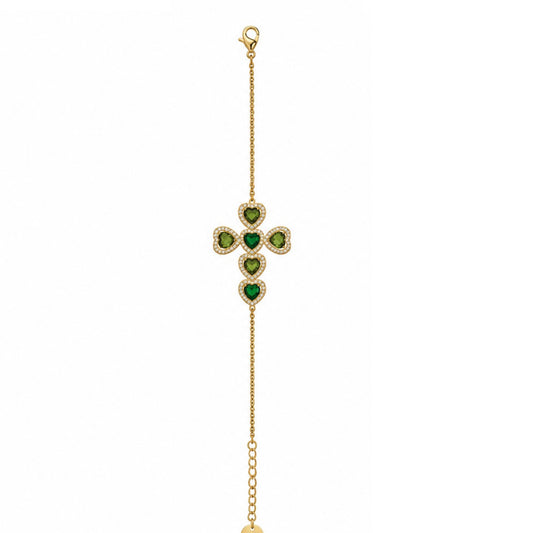 Bracciale CROCE PORTOFINO con Zirconi e Strass - VERDE