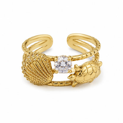 Anello CONCHIGLIA con Zirconi - ORO