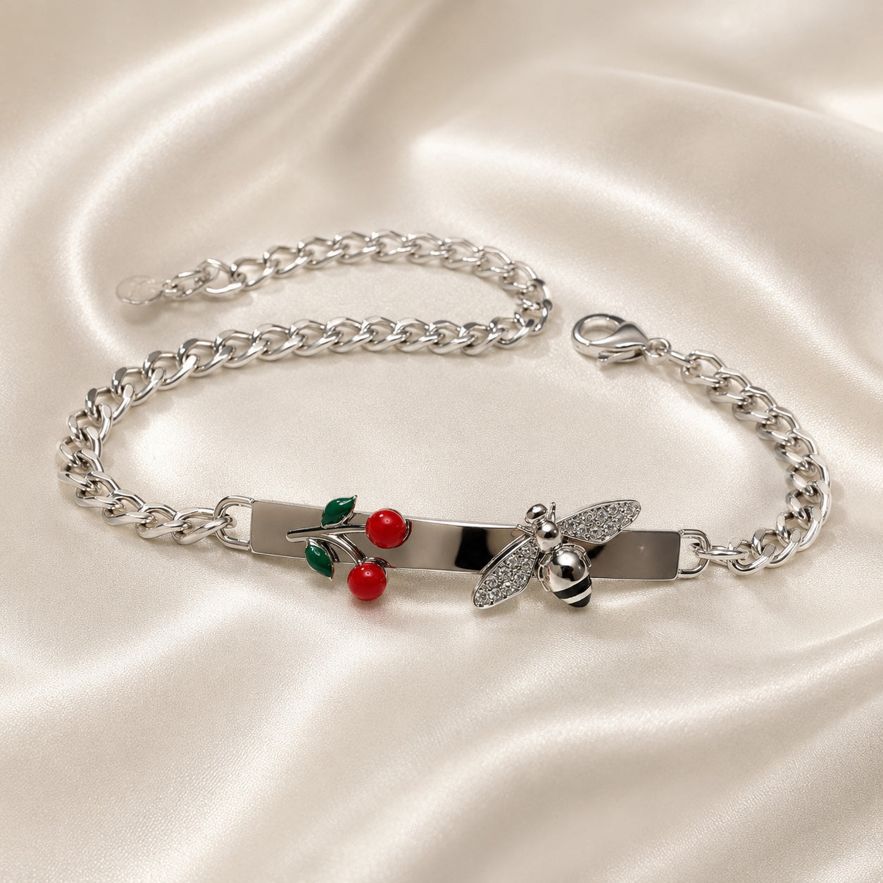 Bracciale APE con Zirconi e Strass - ARGENTO