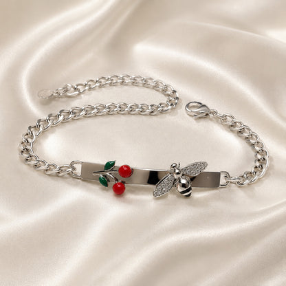 Bracciale APE con Zirconi e Strass - ARGENTO