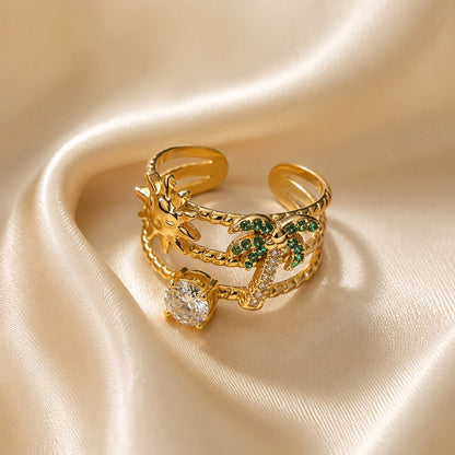 Anello PALMA con Zirconi - ORO
