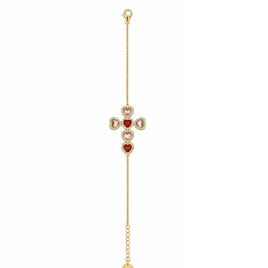 Bracciale CROCE PORTOFINO con Zirconi e Strass - ROSA